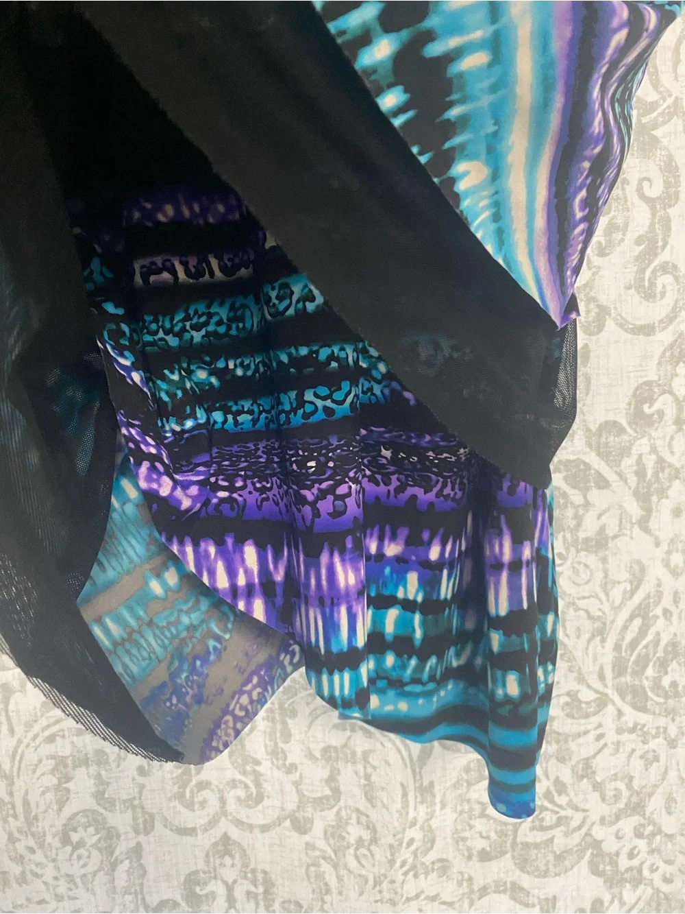 Miraclesuit Cat Bayou Mirage High Neck Mesh Animal Print Purple Black 14DD FLAW